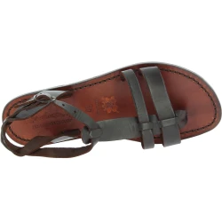 Braune flache Ledersandalen für Damen in Italien von Hand gefertigt