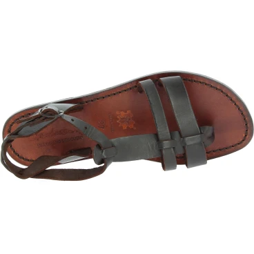 Braune flache Ledersandalen für Damen in Italien von Hand gefertigt
