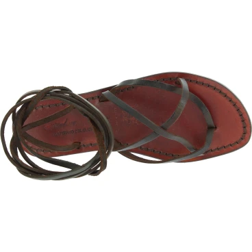 Womens strappy leather sandals Handmade in Italy in dark brown cuir