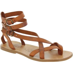 Herren-Sandalen im Gladiator-Stil aus Leder Lederfarbig in Italien von Handgefertigt