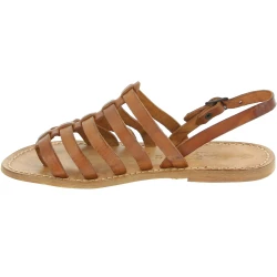 Leather thong sandals for women in cuir color leather