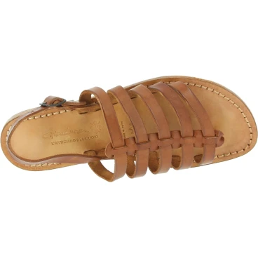 Sandals tongs femme en cuir coulor cuir pas cher