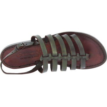 Womens brown Leather thong sandals handmade in Italy