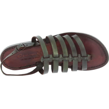 Womens brown Leather thong sandals handmade in Italy