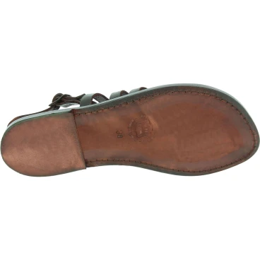 Womens brown Leather thong sandals handmade in Italy