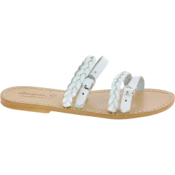 Chanclas de cuero blanco para mujer hechas a mano