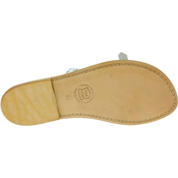 Handmade women's slipper sandals in white leather