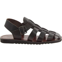 Franziskaner-Sandalen für Männer aus dunkelbraunem Leder in Italien von Hand gefertigt