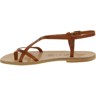 Tan leather sandals for women Handmade in Italy