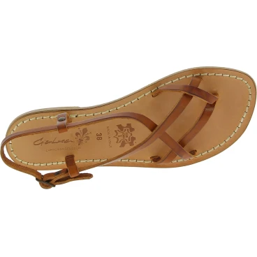 Tan leather sandals for women Handmade in Italy