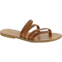 Handmade tan leather flip flop sandals for women