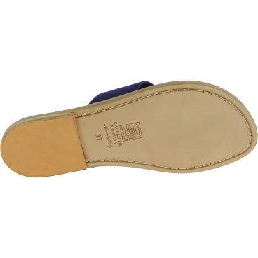 Blu nubuck leather slide sandals for women handmade