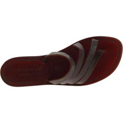 Handgefertigte Damen Flip Flops aus dunkelbraunem Leder