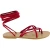 Red nubuck flat strappy sandals for women handmade in Italy
