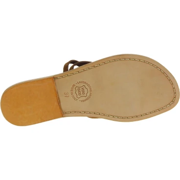Damen Riemchen-Sandalen im Haselnuss-Nubuk in Italien von Handgefertigt