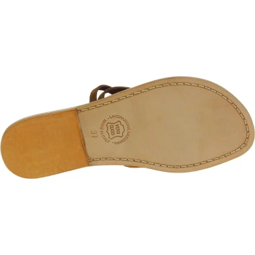 Hazelnut nubuck flat strappy sandals for women handmade in Italy