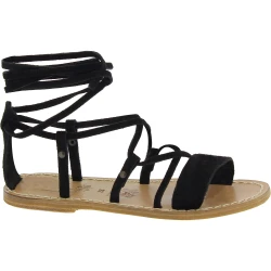 Handmade lace-up gladiator sandals in black nubuck leather