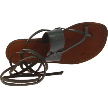 Brown leather strappy sandals Handmade in Italy