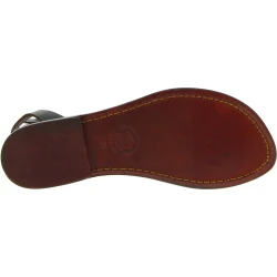 Tongs sandales pour femme en cuir marron foncé