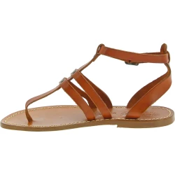 Tongs sandales pour femme en cuir marron