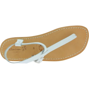 Handmade white leather thong sandals for men
