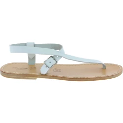 Handmade white leather thong sandals for men