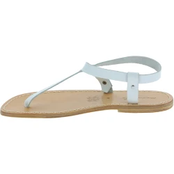 Handmade white leather thong sandals for men