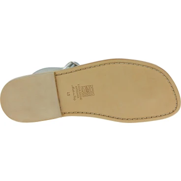 Herren Flip-Flop-Sandalen aus weißes Leder in Italien von Hand gefertigt