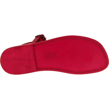 Sandali infradito in cuoio rosso fatti a mano