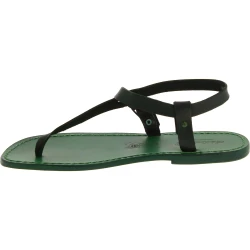 Sandali infradito in pelle verde fatti a mano