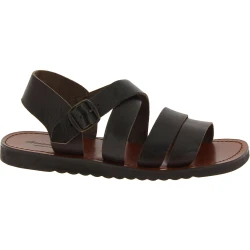 Sandalias hombre en cuero marrón oscuro hechos a mano en Italia