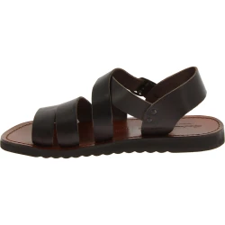 Sandalias hombre en cuero marrón oscuro hechos a mano en Italia