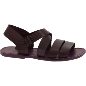 Handgefertigte Herren-Sandalen aus pflaume Leder
