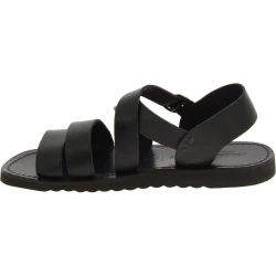 Sandalias hombre en cuero negro hechos a mano en Italia