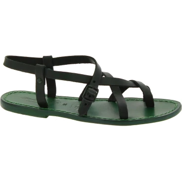 Sandales femme cuir vert fait à la main en Italie
