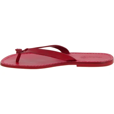 Red leather thongs sandals for men Handmade
