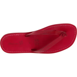 Red leather thongs sandals for men Handmade