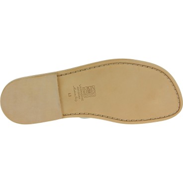 Chanclas hechas a mano de cuero blanco para hombres