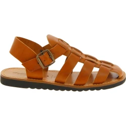 Sandalias frailes para hombre en cuero marrón hechas a mano