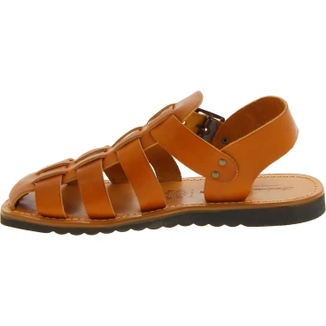 Mönchsandalen für Männer aus braunem Leder in Italien von Handgefertigt
