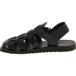 Sandalias frailes para hombre en cuero negro hechas a mano
