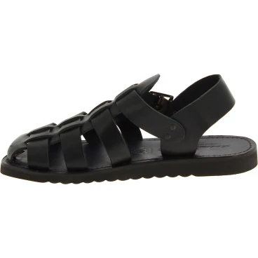 Mönchsandalen für Männer aus schwarz Leder in Italien von Handgefertigt