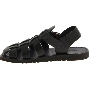Sandalias frailes para hombre en cuero negro hechas a mano