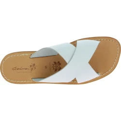 Claquettes cuir blanc pour homme fait à la main en Italie