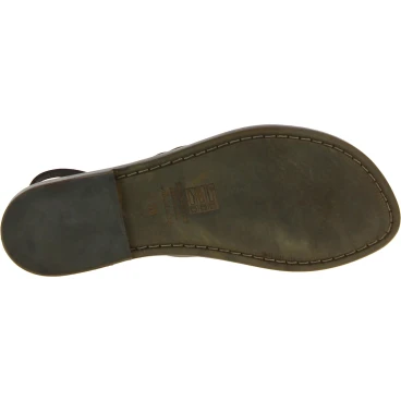Flat strappy leather sandals mud color handmade in Italy