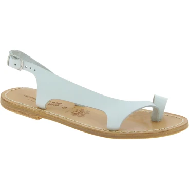 Riemchen-Sandalen für Damen aus Weiße Leder in Italien von Handgefertigt
