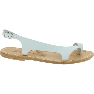 Riemchen-Sandalen für Damen aus Weiße Leder in Italien von Handgefertigt