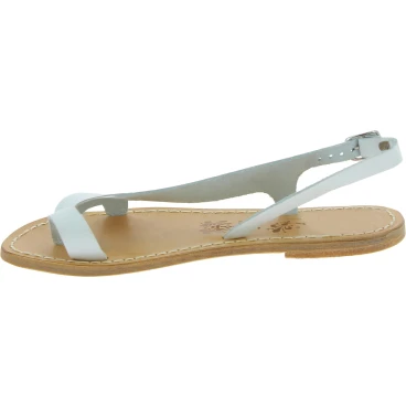 Riemchen-Sandalen für Damen aus Weiße Leder in Italien von Handgefertigt