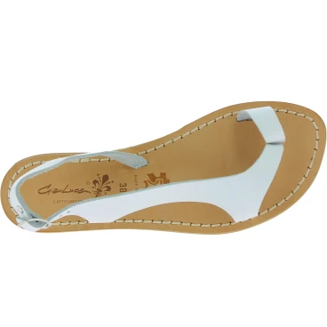 Riemchen-Sandalen für Damen aus Weiße Leder in Italien von Handgefertigt