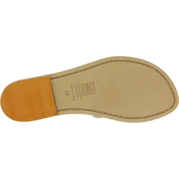 White leather flat sandals for women handmade in Italy
